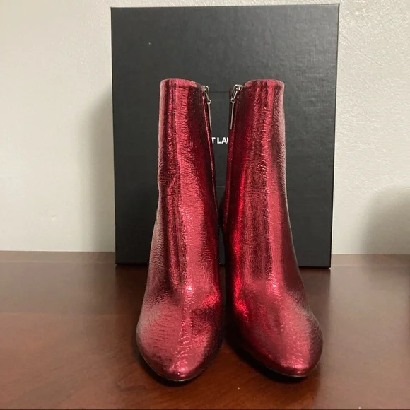 New Saint Laurent Lou 95 Zip Bootie Red Cracked Leather Size 36EU/6US - Picture 3 of 11
